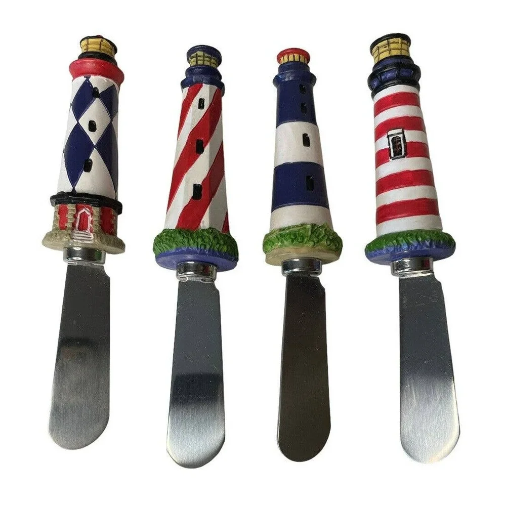 Lighthouse Cheese Butter Spreader Knives Lot of 4 Stainless steel NEW Cape Cod